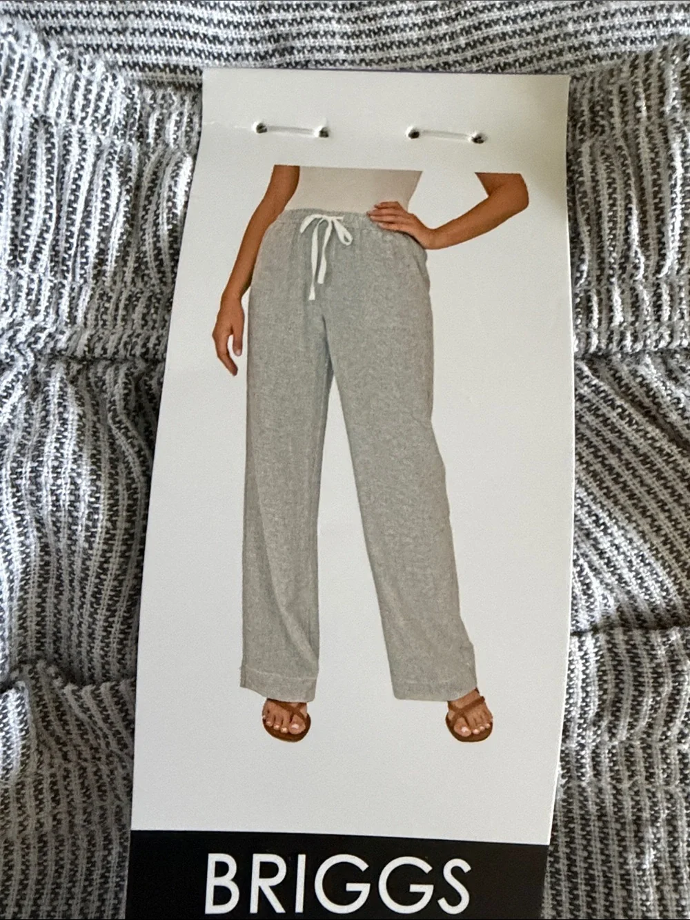 Briggs New York Women’s Light Gray Wide-Leg Drawstring Pants